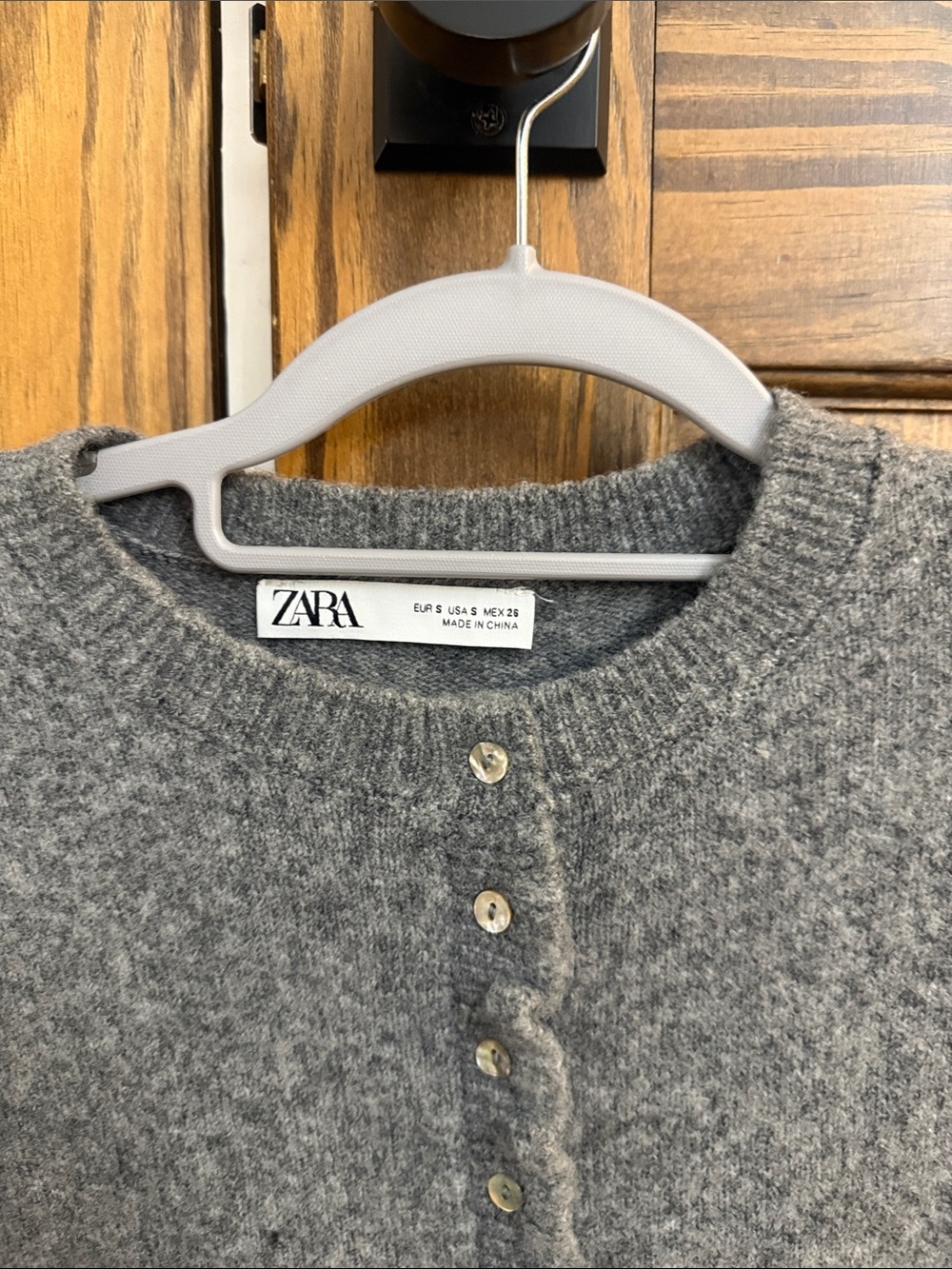 Zara Charcoal Gray Ruffle-Edge Button Cardigan - Picture 2 of 2